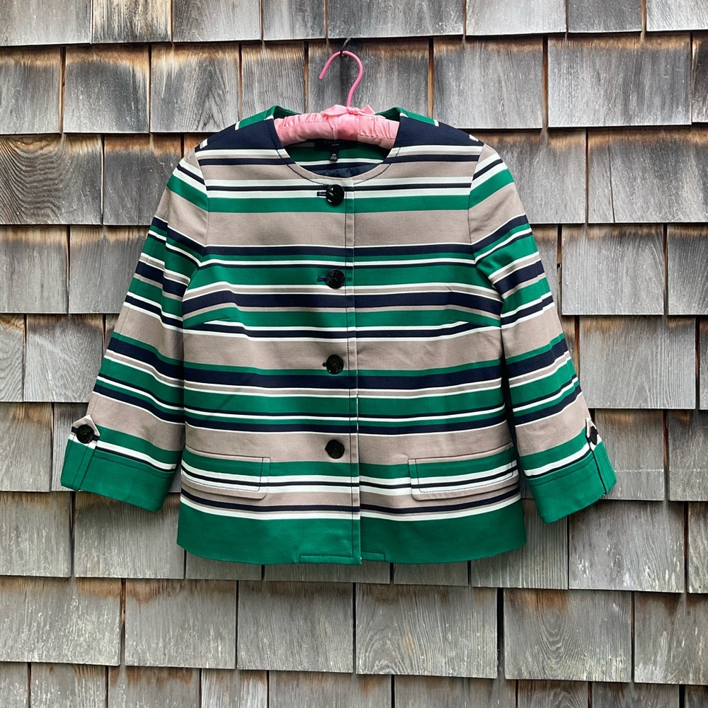 Talbots Striped Jacket - Green and Blue